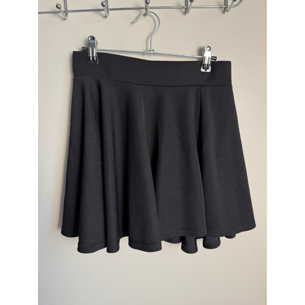 Urban Coco Womens Black Skater Skirt L Mini Flared Textured Stretch Basic
